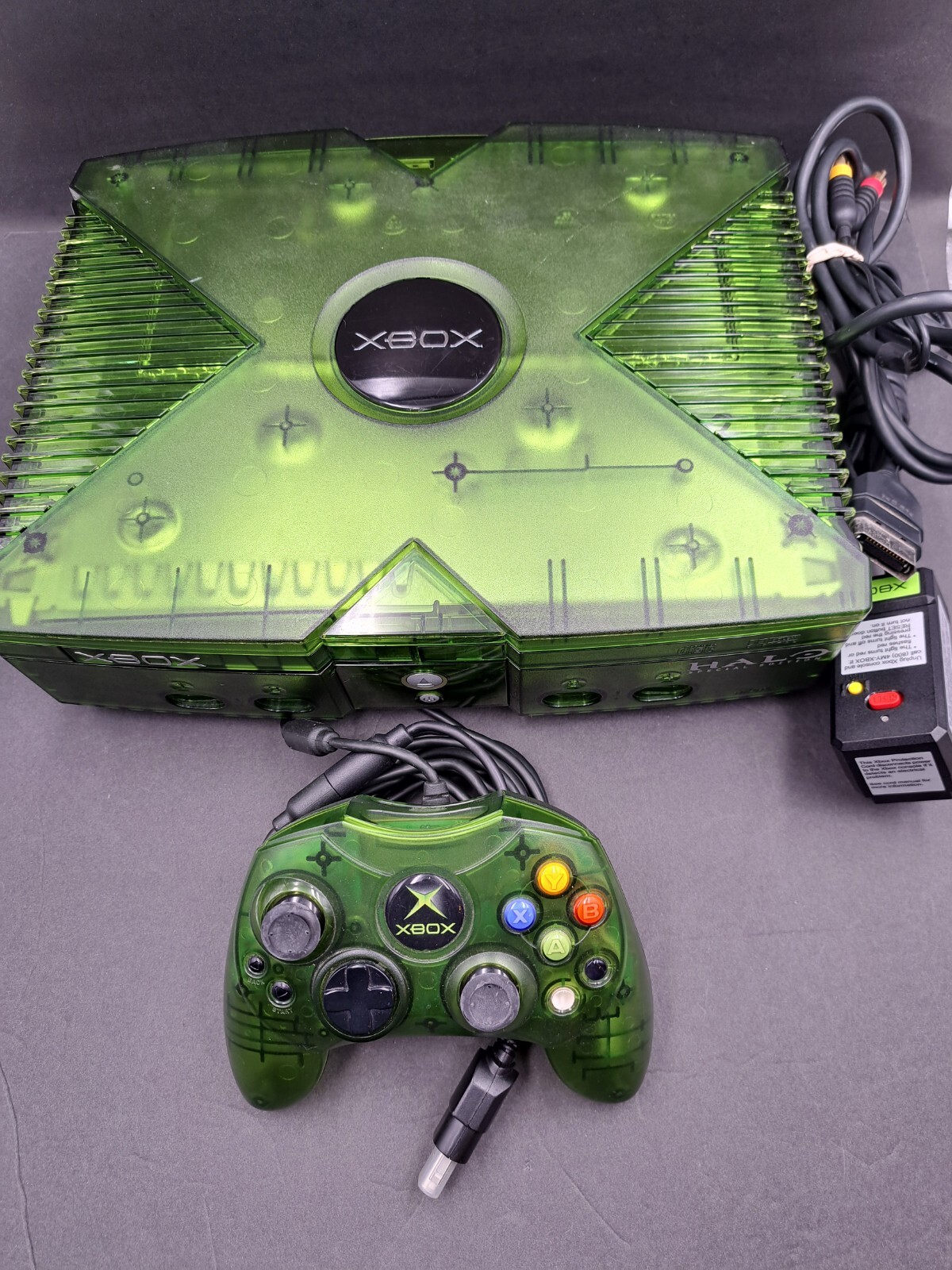 Original Xbox Halo Special Edition Green Console Fully Cleaned Tested