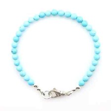 5mm Baby Blue Arizona Turquoise Bracelet, Thin Minimalist Boho Round Gemstone