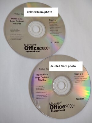 Microsoft Office 2000 Professional - Full Version for Windows (2 CD set) NO KEY