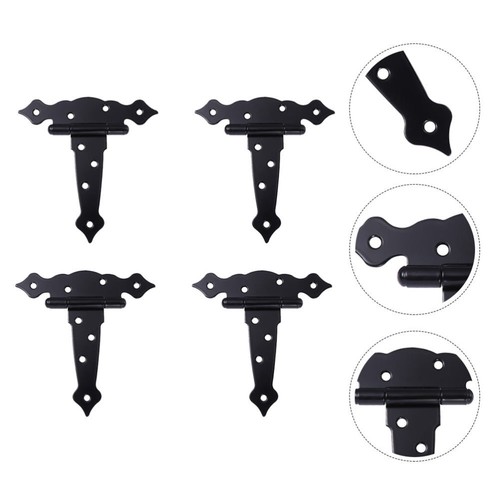 4 Pcs Black Painted Wooden Door Hinges Deck Gate Gates Residential Baby