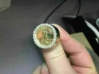 2Ct Round Cut Lab Created Diamond 14k Yellow Gold Plated Lady Liberty Coin Ring