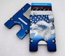 Eagle American Flag, Aluminum Wallet/Credit Card Holder, RFID protection, Blue 