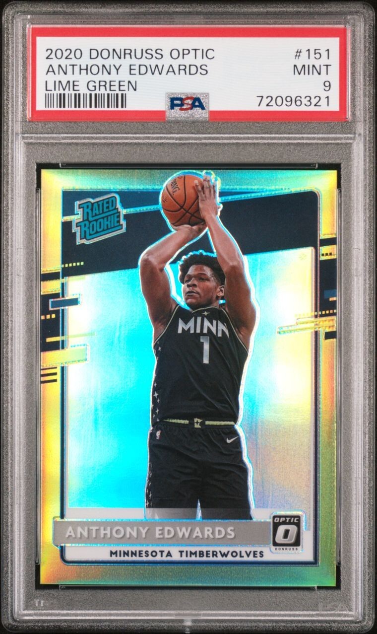 2020-21 DONRUSS OPTIC anthony edwards lime green /149 rc timberwolves PSA 9 #151