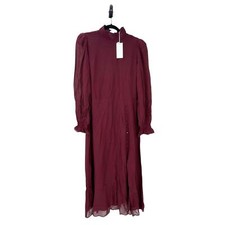 Reformation Stevie Long Sleeve High Neck Midi Dress In Plum Burgundy Size 10 NWT
