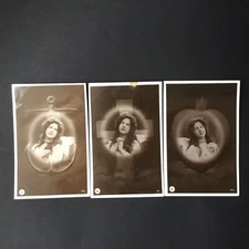 3 postcards faith piety love circa 1910 religious postcards
