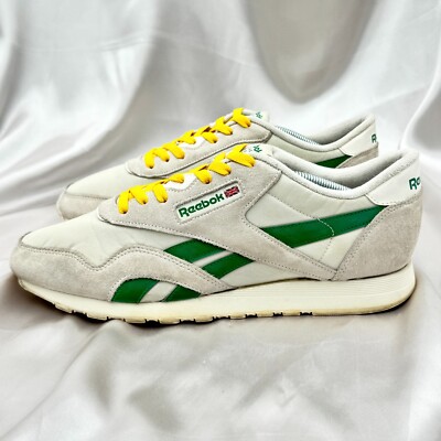 Reebok Classic Nylon Chalk Green Suede Men's Sz 12 Sneakers Shoes GX8932