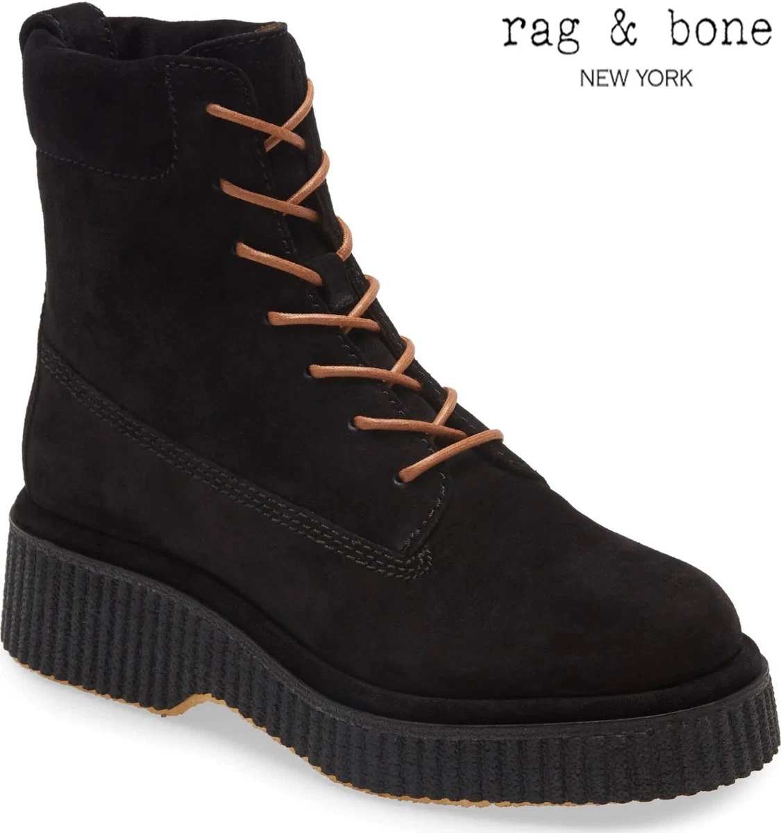 Black Suede Lace Up HIgh Top Sneakers Combat Boots Shoes