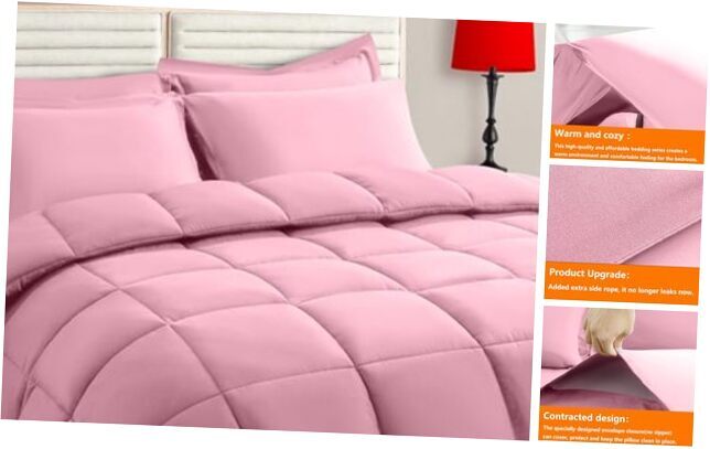 Size Comforter Set - 7 Pieces, Bed in a Bag Bedding Sets with All Full Pink