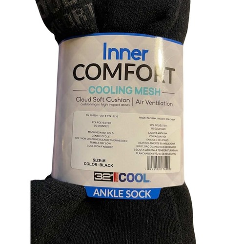 MEN'S 6-PACK COOL COMFORT 32° ANKLE RUNNING SOCKS M/8.5-11 - Picture 5 of 7
