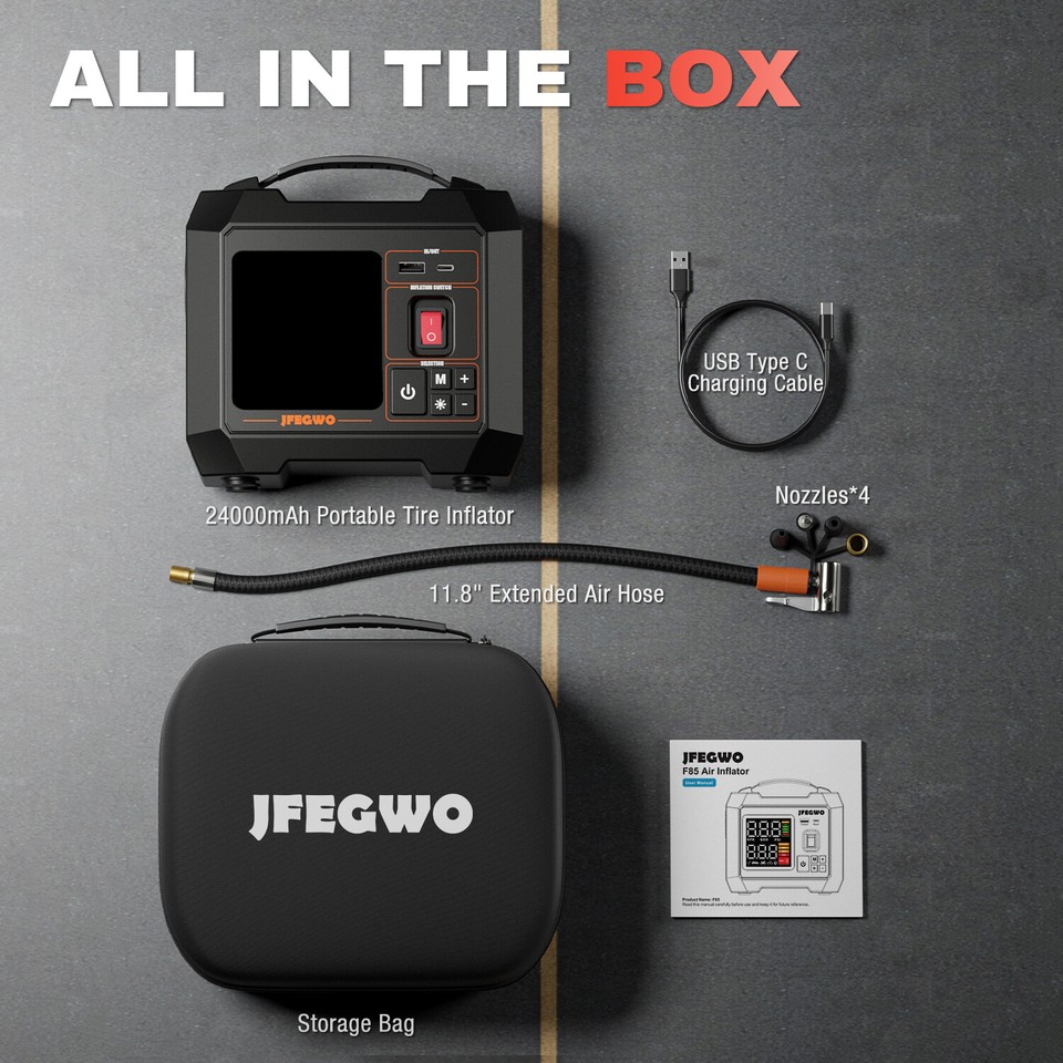 Tire Inflator Portable Air Compressor 300PSI Cordless Air Pump for Car