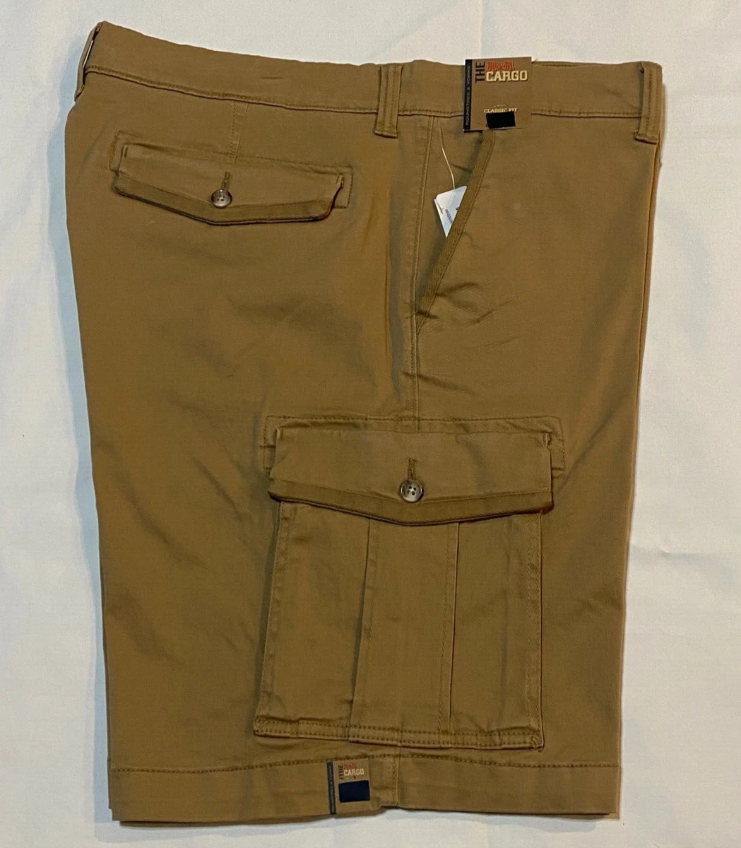 Bermuda Homme Roundtree & Yorke Kaki Plissé - Taille 40, 100% Coton, Neuf Avec étiquette
