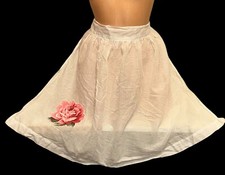 Vintage White Sheer Red Rose French Maid Apron Womens