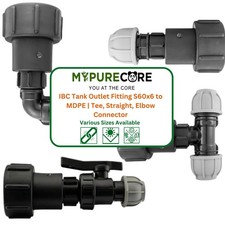 IBC Tank Outlet Adaptor S60x6 to MDPE 20 25 32mm Tee Straight Elbow Connector