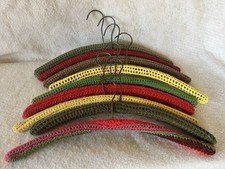Vintage Handmade Knit Crochet Covered Clothes Hangers Various Colors Lot of 10