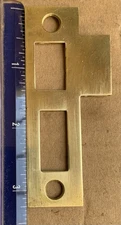 Antique/Vintage Door Strike Plate, Mortise, Striker, Keeper, Solid Brass, 3-1/4"