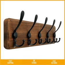 Rustic Wood Coat Rack Wall Mounted 15 Hooks Heavy Duty 16" Long 1 Piece