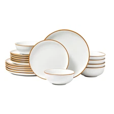 18 PCS Dinnerware Set Ceramic Plates and Bowls Sets Service for 6 White