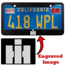 Engraved Black License Plate Frame - International Logo