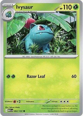 Ivysaur 002/132 Reverse Holo Common Pokemon ME01: Mega Evolution NM