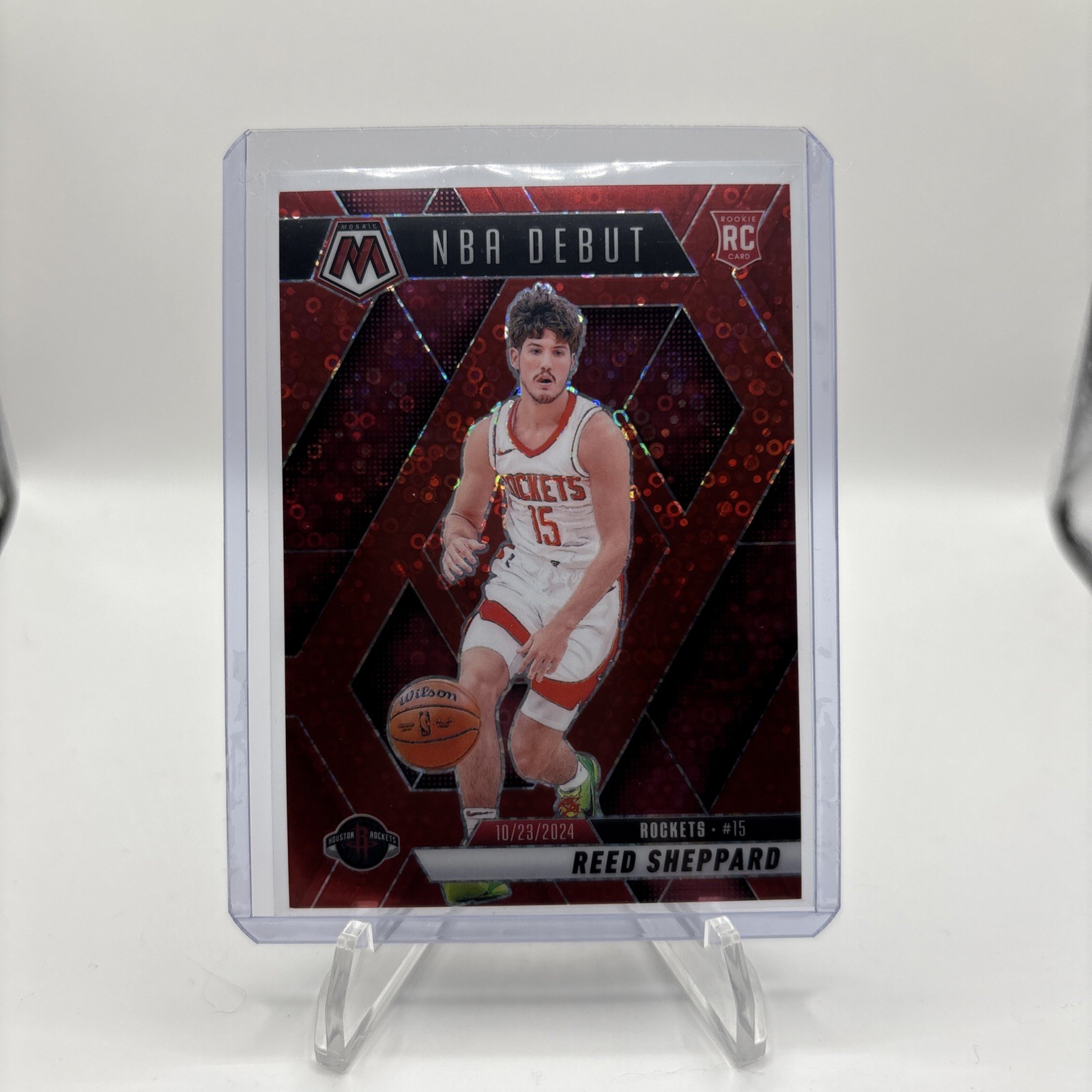 2024-25 Mosaic NBA DEBUT Reed Sheppard Red Disco /99 #252 Color Match 🚀 (RC)