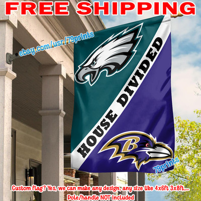 Philadelphia Eagles vs Baltimore Ravens House Divided Flag 28X40'' Banner 2026