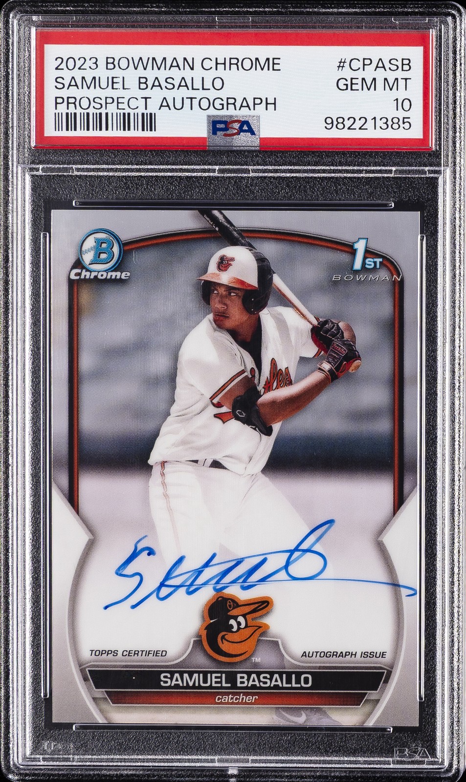 2023 BOWMAN CHROME PRSPCT AUTOS #CPASB SAMUEL BASALLO PSA 10 AUTO