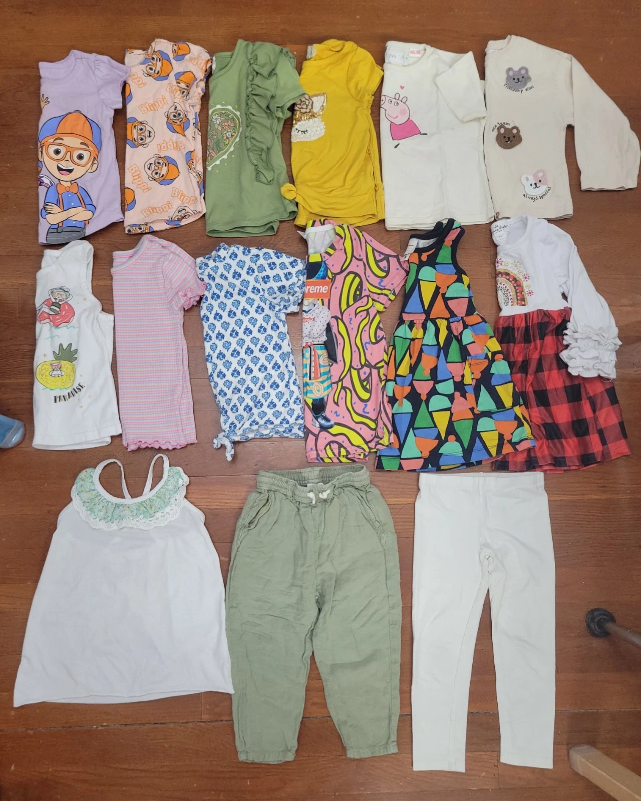 15 pcs Girl's 2/3T Clothing Lot Tops Dresses Pants Leggings