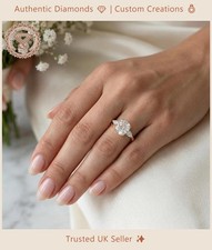 Cushion Lab Grown Diamond Three Stone Ring Solid 14k Yellow Gold