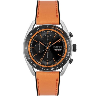 Hugo Boss Men's Sports Watch 1514025 - Black Dial with Orange Silicone Strap