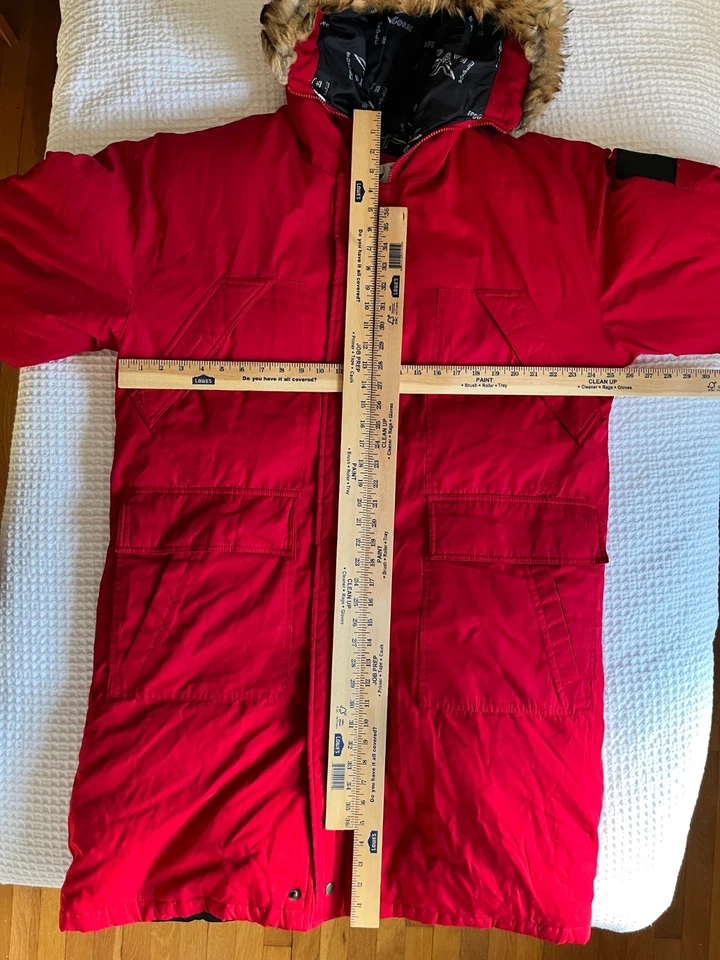 Vintage Triple F.A.T. Goose Men's Sz. L Red Down Parka, Hood w/Genuine Fur Trim - Image 4 of 4