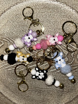 Silicone Focal Beadable Keychain - Frenchies - 5 Pieces