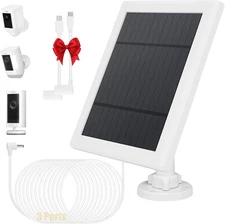Solar Panel for Security Camera 3 IN 1 Port 5W Ring 1 Pack, White 