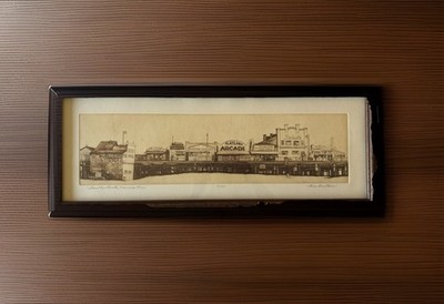 Listed Artist Tom Brittain -Etching 10/100 Signed -Santa Monica Pier CA 1974