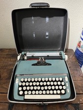 Smith Corona SUPER STERLING Manual Typewriter Blue w/Case thumbnail
