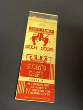 Vintage Tennessee Matchbook “Stan’s Cafe” Fayetteville