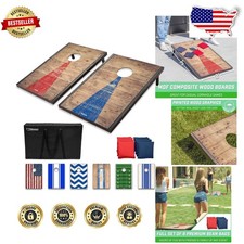 Durable Rustic Cornhole Set 3x2ft Portable w/ All-Weather Bags Case