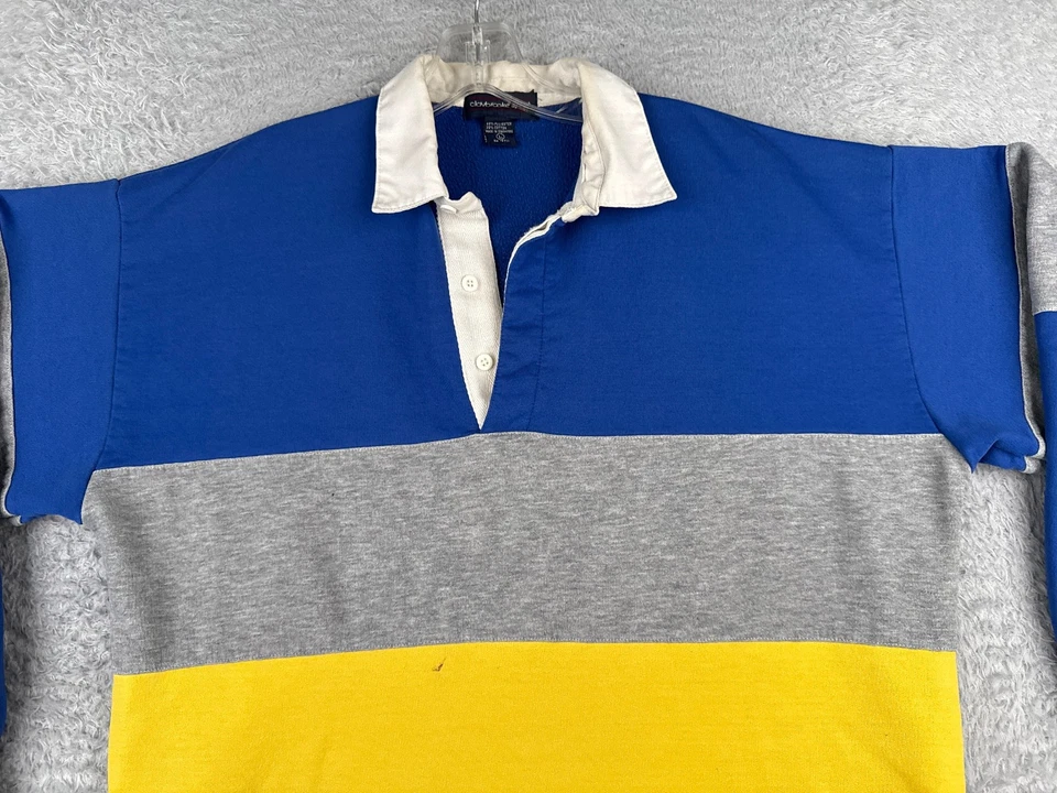 Camisa polo masculina Claybrooke grande azul amarela rugby manga longa mistura poli LEIA - Imagem 4 de 4