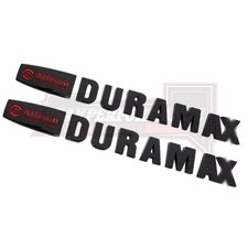 2pcs Gloss Black Red Allison Transmission Duramax Hood Emblem Badge Trucks