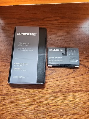 Bondstreet 96 Business Card Holder. Vegan Leather Black. New. Read Discription