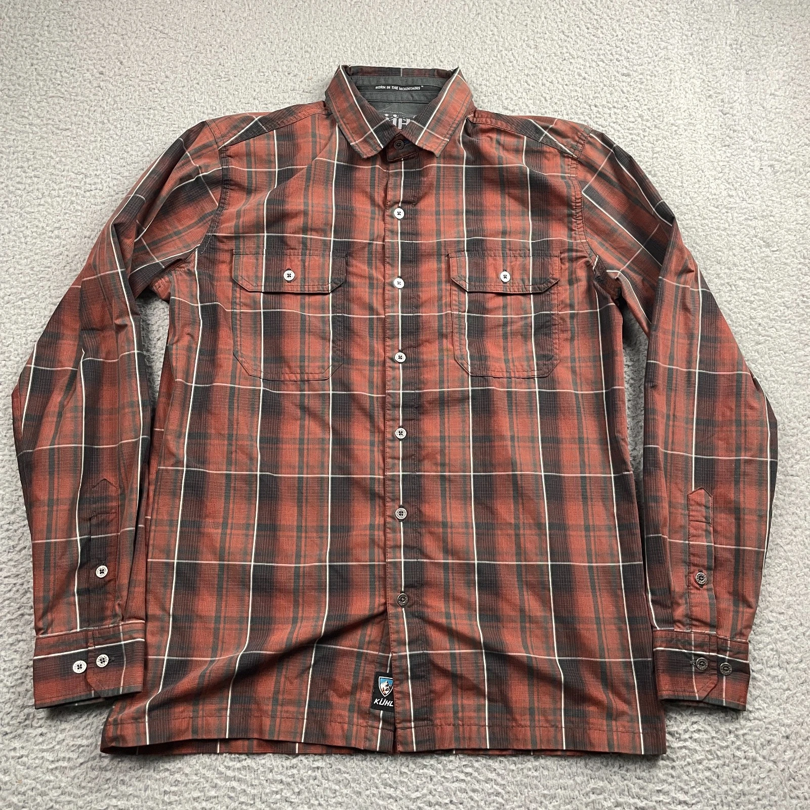 Kuhl Eluxur Shirt Men Small Plaid Button Up Long Sleeve Outdoor Hiking