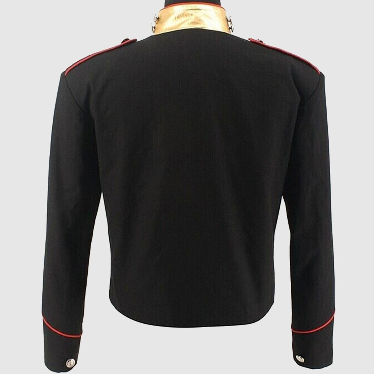 New Red Trimming Michael Jackson Military Black Men Wool Jacket