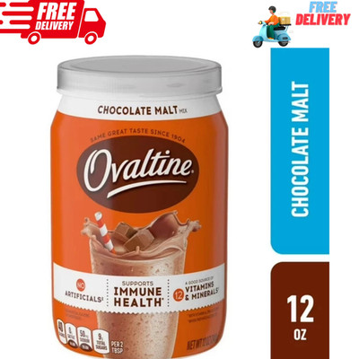 Ovaltine Chocolate Malt Powdered Drink Mix for Hot and Cold Milk Canister 12 oz