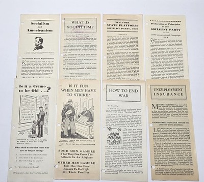1930 Pamphlets (8) Socialist Party Upper West Side Branch, NY State Elections