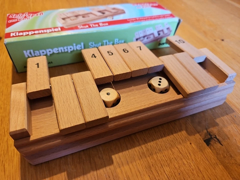 Klappenspiel, Shut The Box, Games and Fun, Würfelspiel Holzspielzeug Würfelspiel - Bild 2 von 4