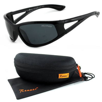 Radbrille Sonnenbrille Polarisiert Sportbrille Angelbrille Schwarz Hardcase 08RP