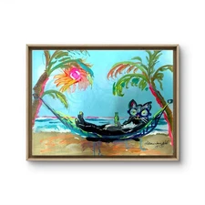 10"x8"  Abstract Beach Cat Original Art Expressionism  on Paper Home Art