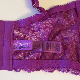 L' Agent By Agent Provocateur Bra 32-DD Magenta Leola UW Semi-sheer Lace EUC