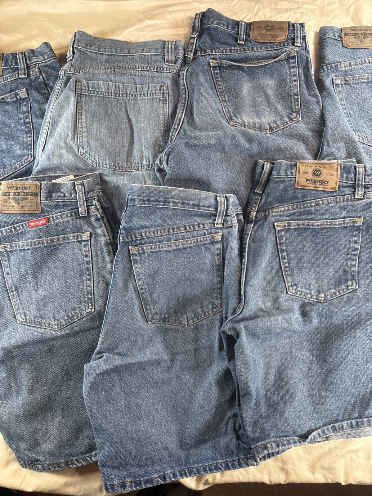 7 Wrangler Jean Shorts Lot Relaxed Fit Cargo Various Sizes Mens Denim 2E24 image 4