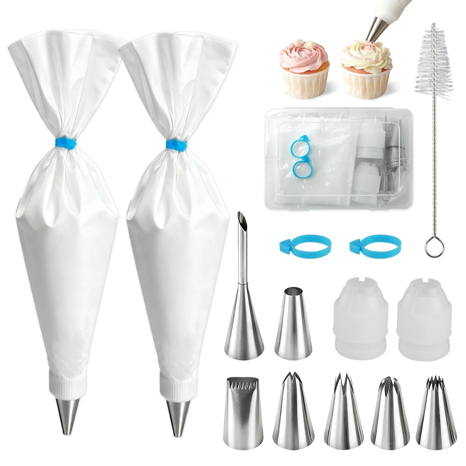 Reusable Piping Bags and Tip Set,16inch Pastry Bags,for Cake Decorating Kit a...