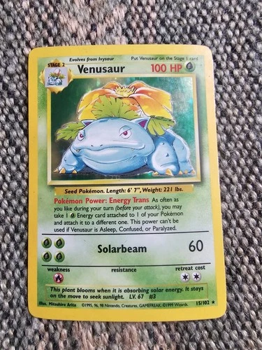 Pokémon Venusaur Base Set Holo Rare 15/102 English 1999 100 HP WOTC